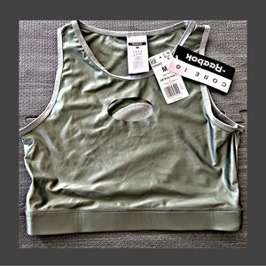 NWT Core 10 by Reebok Women’s Shiny Cut-Out Crop Top Sz.M